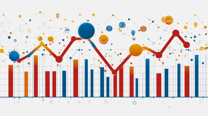 Abstract white background with Colorful charts and graphs with statistics to innovative analyze business potential and forecast future development of companies growth.