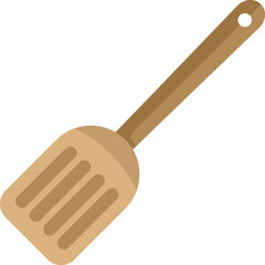 Wall Mural - This wooden spatula with holes is lying isolated on white background