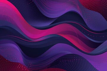 Purple and pink wavy lines with dots on a dark background. Background of 3D rendering wave with vibrant purple color and pink color. Abstract design for poster. Fluid flowing motion shot. AIG51.