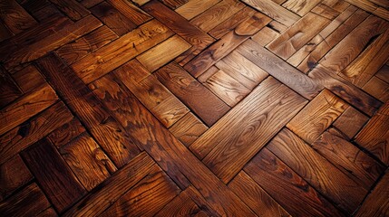 Wall Mural - Elegant Wooden Floor with Herringbone Pattern