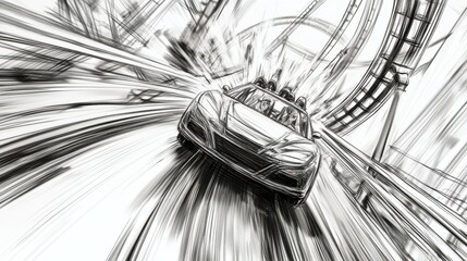 Poster - A car is speeding down a track with a blurred background