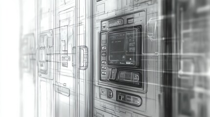 Aufkleber - A computer monitor with a black screen and a white background