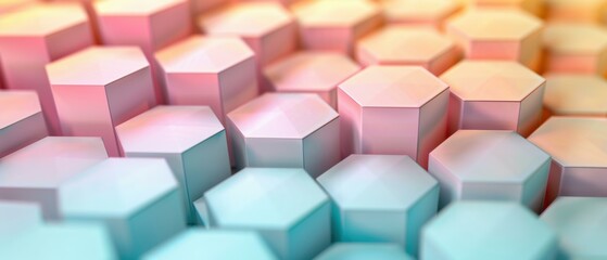 Poster - A pattern of hexagonal shapes in pastel colors. AI.