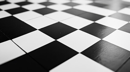 Leinwandbilder - A close-up view of a chessboard pattern demonstrating divine proportion and geometric alignment in a monochromatic theme