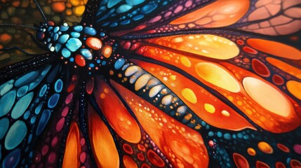 Poster - Close-up view of vibrant butterfly wings highlighting intricate patterns and divine proportions in nature's design