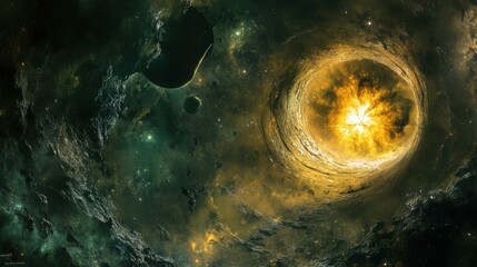 Poster - A mesmerizing wormhole opens in deep space, unveiling breathtaking views of another universe beyond stars and galaxies