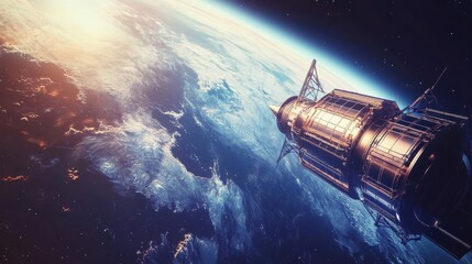 Poster - Giant space telescope observes distant Earth-like planet with familiar continents and landscapes from a cosmic perspective