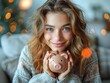 © Fridocha - A smiling young woman holds a piggy bank, symbolizing savings and financial goals.