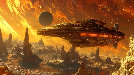 Aufkleber - A deep space observatory discovers potential signs of intelligent life on a distant exoplanet surrounded by an exotic landscape