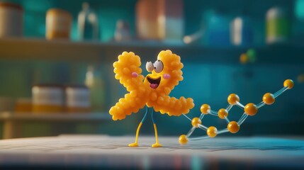 Poster - A cheerful cartoon protein character showcases its function in a fun and engaging educational setting