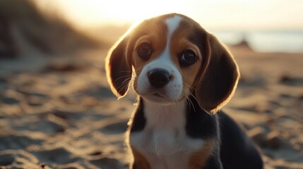 Wall Mural - Beagle Puppy Sunset.