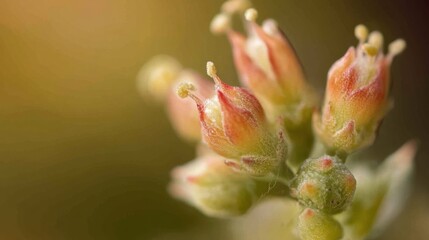Poster - A close up of a flower with a yellow center and red petals