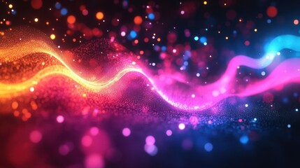 Wall Mural - a colorful wave of light on a black background