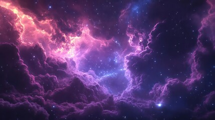 Wall Mural - a purple and blue sky filled with stars and clouds