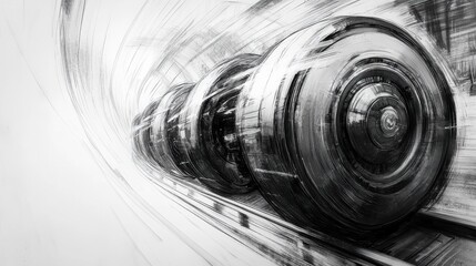 Poster - A train with a blurry background and a blurry train in the foreground