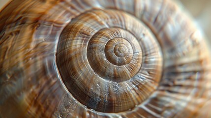 Poster - A spiral shell with a brown and tan color. The shell is very detailed and has a lot of texture
