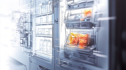 Poster - A refrigerator with a drawing of a man in the door