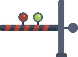 Poster - railway crossing barrier showing red and green warning lights for open and closed signals