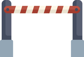 Poster - red and white striped automatic barrier gate closing down to block access