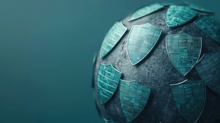 Poster - Abstract globe covered in privacy shields representing global data protection laws, Privacy, security,  futuristic, data, technology, digital, protection