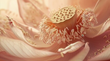 Poster - A close up of a flower with a lot of detail. The flower is pink and has a lot of small white dots. The flower is very detailed and looks very realistic