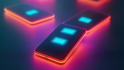 Aufkleber - Smartphone with multiple glowing privacy settings floating around, mobile data protection, Privacy, security,  futuristic, data, technology, digital, protection
