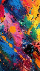 Aufkleber - Vibrant abstract expressionist wallpaper featuring dynamic splashes of color in various hues and textures