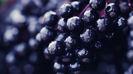 Poster - A close up of a bunch of black berries