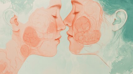 Poster - Two women kissing with their faces showing
