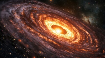 Poster - Supermassive black hole at the center of a galaxy distorting time and space in a cosmic dance of gravitational forces