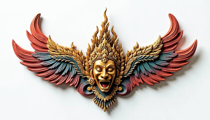 Garuda statues. Gold ornamental patter statuettes