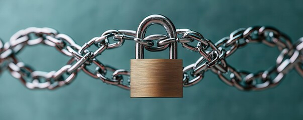 Poster - DNA strand wrapped in security chains and padlocks symbolizing genetic privacy, Privacy, security,  futuristic, data, technology, digital, protection