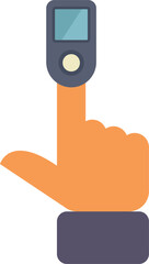 Poster - hand holding a fingertip pulse oximeter measuring blood oxygen saturation