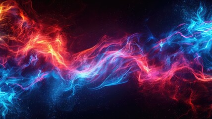 Picture of sparkling red ray and blue line light striking and scattered across a space background, create an abstract effect perfect for design that aim to evoke a sense of fantasy and energy. AIG53.