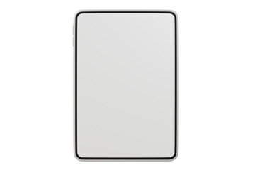 Poster - 3d Realistic tablet with blank white screen for mockup icon. Minimal tablet computer empty screen icon isolated on purple background. Computer electronics technology used everyday concept. 3d render.