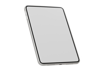 Poster - 3d Realistic tablet with blank white screen for mockup icon. Minimal tablet computer empty screen icon isolated on purple background. Computer electronics technology used everyday concept. 3d render.