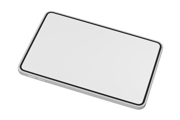 Poster - 3d Realistic tablet with blank white screen for mockup icon. Minimal tablet computer empty screen icon isolated on purple background. Computer electronics technology used everyday concept. 3d render.