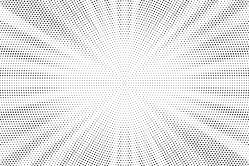 Poster - Halftone texture dot radial background, cartoon comic retro pop art dot border, halftone shadow