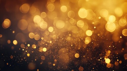 Poster - Abstract golden bokeh circles forming a soft and glowing pattern, ideal for artistic and creative concepts.