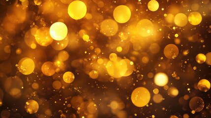 Poster - Abstract golden bokeh circles in varying sizes, enhancing depth and dimension in your visual project.