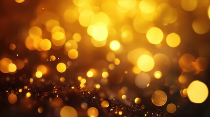 Poster - Abstract golden bokeh lights glowing softly, ideal for adding a dreamy and romantic feel to your project.