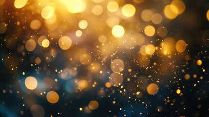 Abstract golden bokeh lights glowing softly, ideal for adding a dreamy and romantic feel to your project.