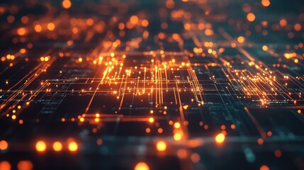 Poster - Abstract network of glowing nodes and data lines, reflecting the interconnectedness of technological progress.