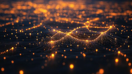 Poster - Abstract network of glowing nodes and data lines, reflecting the interconnectedness of technological progress.