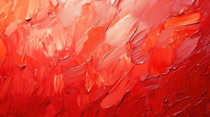 Poster - Abstract red background with textured brushstrokes and vibrant hues creating a lively and bold atmosphere