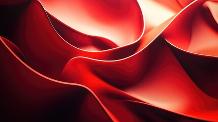 Poster - Abstract red shapes with subtle 3D effects and shadows, creating a visually engaging and dynamic composition