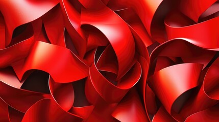 Poster - Abstract red shapes with subtle 3D effects and shadows, creating a visually engaging and dynamic composition