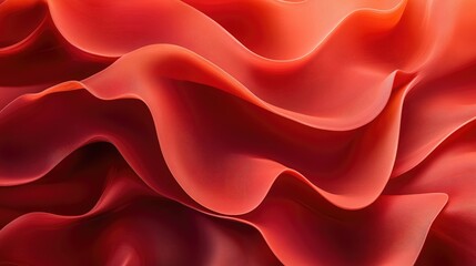 Poster - Abstract red waves and curves with a subtle texture, giving a sense of fluidity and depth