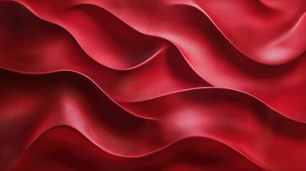 Poster - Abstract red waves and curves with a subtle texture, giving a sense of fluidity and depth