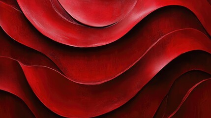 Poster - Abstract red waves and curves with a subtle texture, giving a sense of fluidity and depth